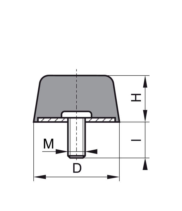 Skizze Gummipuffer Typ DK konisch