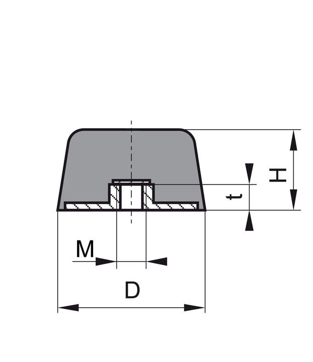 Skizze Gummipuffer Typ EK konisch